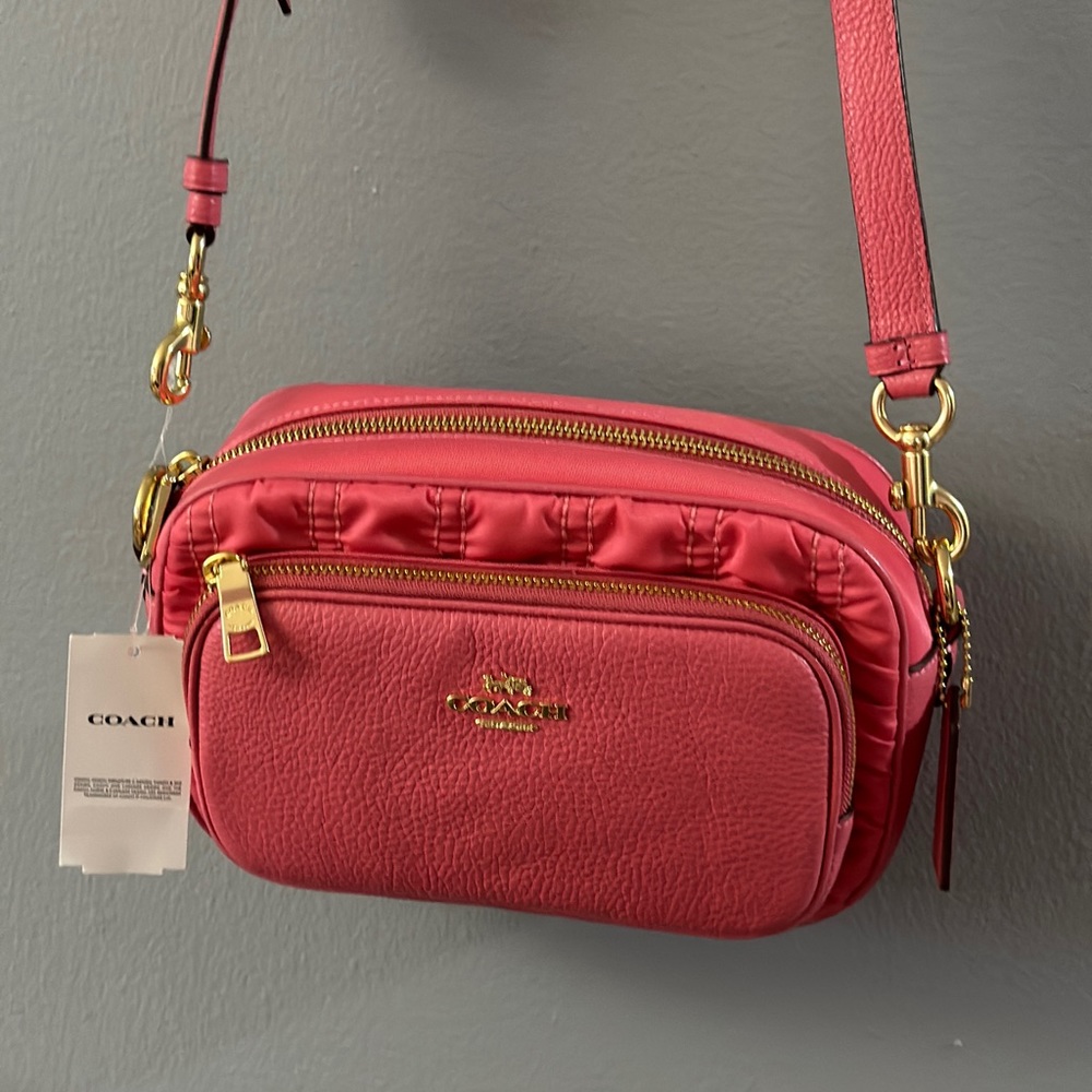 Coach Ruched Crossbody Confetti Pink bag Purse Handbag Shoulderbag NEW NWT gold